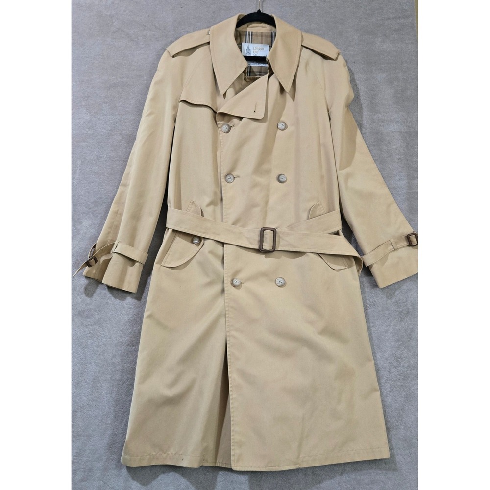Vtg London Fog Trench Coat Men 44 Heritage Professional Timeless Neutral Capsule
